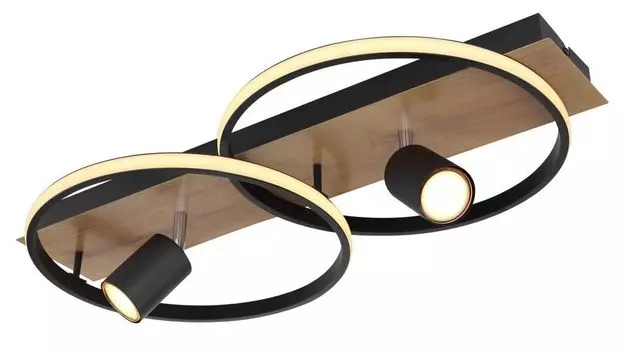 [T] Потолочный светильник Globo Lighting, металл, черный матовый, имитация металлического дерева, опаловый пластик, несколько уровней с помощью настенного переключателя, ступенчатый переключатель, функция памяти, ДxШxВ: 620x320x165 мм, вкл. свет...