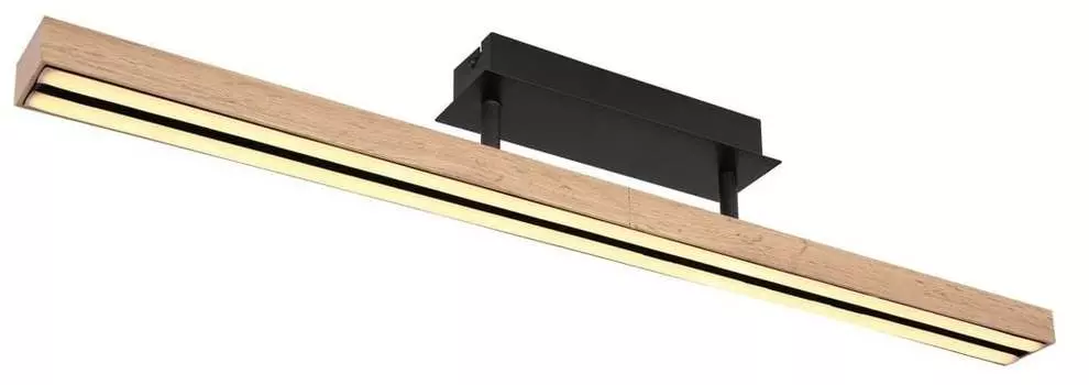 [T] Потолочный светильник Globo Lighting, металл, черный матовый, имитация дерева МДФ, акрил опал, функция памяти, рама под дуб, 3 уровня с помощью настенного выключателя, ДxШxВ: 815x75x140 мм, вкл. светодиод 24 Вт, 230 В, источник 1920 лм, выхо...