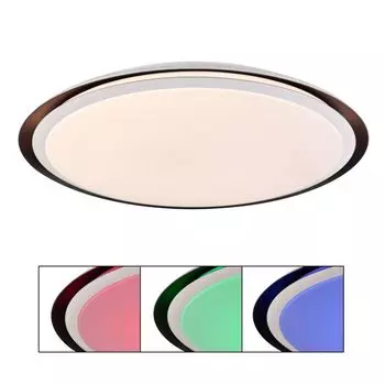 [T] Потолочный светильник Globo Lighting металлический белый, черный металл, акриловый опал, белый, с регулировкой яркости, смена цвета, фиксация цвета, смена цвета RGB, фиксация цветов RGB, SmartLight, приложение, функция памяти, таймер, пульт...