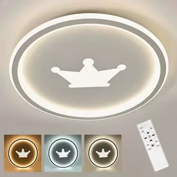 [T] Потолочный светильник Welikera, светодиодный потолочный светильник мощностью 45 Вт с регулируемой яркостью и дистанционным управлением, 3000K-6500K, ночник 3200LM, функция памяти, современный детский светильник для девочек и мальчиков, диаме...