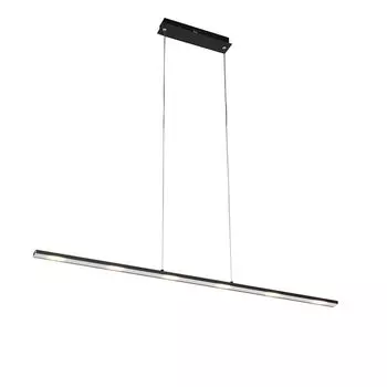 [T] QAZQA - Дизайнерский подвесной светильник I Подвесной светильник I Подвесной светильник черного цвета со светодиодом и сенсорным диммером - Платиновый сенсорный диммер I с регулируемой яркостью I Гостиная - продолговатая сталь - I (не заменя...