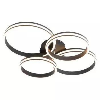 [T] QAZQA - Дизайнерский потолочный светильник I Потолочный светильник I Лампа I Light, черный, включая светодиодный светильник с 3-ступенчатой регулировкой яркости и 4 лампочками - Диммер Navara I с регулируемой яркостью I Гостиная I Спальня...