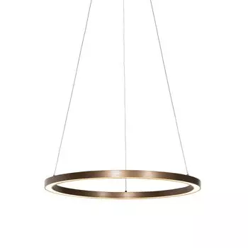 [T] QAZQA Professional - Design Bronze Подвесной светильник I Подвесной светильник I Подвесной светильник 60 см, вкл. светодиод с 3-ступенчатой регулировкой яркости - Диммер Girello I с регулируемой яркостью I Гостиная I Спальня - стальной круглый - I