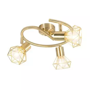 [T] QAZQA - Современный интеллектуальный прожектор I Прожектор I Потолочный прожектор I Потолочный прожектор I Прожектор I Лампа I Латунный светильник, вращающийся и наклоняемый, включая 3-прожекторную панель Wi-Fi P45 - Диммер Mosh I С регулиру...