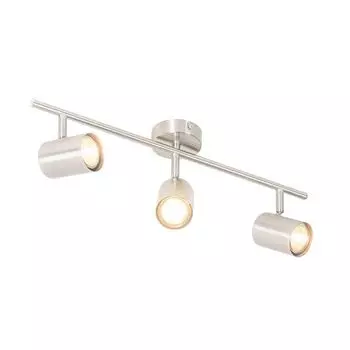 [T] QAZQA - Современный потолочный светильник I Потолочный светильник I Лампа I Светильник из стали I Серебристый I Матовый никель, 3-ламповый точечный светильник с регулировкой пламени - Джина I Гостиная I Спальня - продолговатая сталь - Подход...