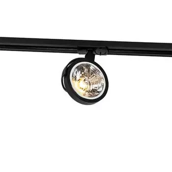 [T] QAZQA - Современный рельсовый точечный светильник I точечный светильник I потолочный точечный светильник I потолочный точечный светильник I точечный светильник I лампа I свет 1-фазный черный - Go I гостиная I спальня - алюминиевый круглый - подходит