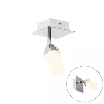 [T] QAZQA - Современный современный точечный светильник для ванной комнаты I точечный светильник I потолочный точечный светильник I потолочный точечный светильник I точечный светильник I лампа I светильник стальной I серебристый I матовый никель IP44 - J