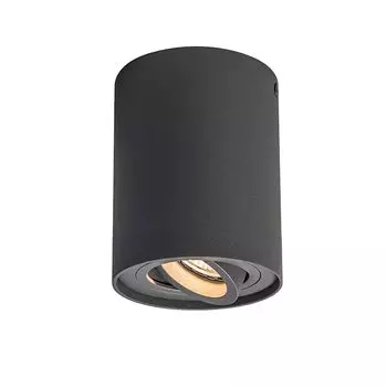 [T] QAZQA — Современный точечный светильник I Прожектор I Потолочный точечный светильник I Потолочный точечный светильник I Прожектор I Лампа I Светильник темно-серый, вращающийся и наклоняемый — Rondoo up I Гостиная I Спальня — Алюминиевый цили...