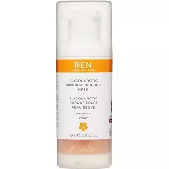 [T] REN Clean Skincare Обновляющая гликолевая молочно-молочная маска для сияния кожи Отшелушивающая гелевая маска для лица для придания сияния Более упругой и гладкой кожи Уменьшает тонкие линии Улучшает текстуру кожи Без применения жестокости Шаг 2 Отше