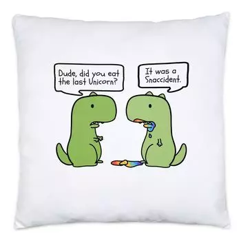 T-Rex ест подушку единорога, включая наполнитель, забавный динозавр, единорог, забавный подарок, ирония, сарказм Hey!Print