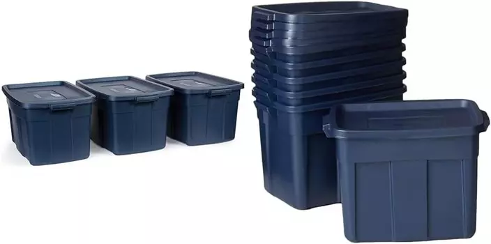 [T] Резиновая горничная-головорез? Сумки для хранения 31 галлон, большие прочные штабелируемые контейнеры, отлично подходят для хранения одежды и грубых людей, прочные штабелируемые контейнеры, отлично подходят для хранения в гараже Rubbermaid,...