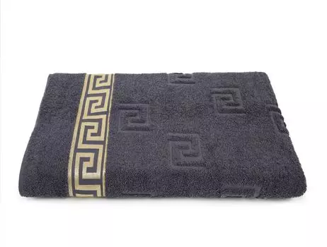 [T] Роскошное полотенце для сауны Medusa 100x200 см - бежевое / светло-коричневое - тончайший хлопок кольцевого прядения / жаккардовое переплетение / махровое полотно с высоким ворсом с плоским тиснением Medusa и золотистой каймой Medusa Arle-Li...