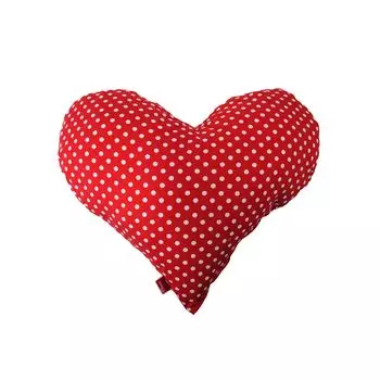 [T] СИЛА ИНН | Подушка-сердце большая - красная с белыми точками | ок. 50x43см | Подарок на свадьбу, День матери или День святого Валентина | Декоративные подушки и мягкие подушки в форме сердца | Ткань 100% хлопок | Наполнитель подходит для алл...