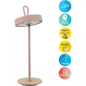 [T] Светодиодная настольная лампа для дома «Charmont с деревянным основанием, съемная головная часть может использоваться как подвесная лампа», 1 лампочка, источник света Светодиодный модуль | Прочно встроенный светодиод, перезаряжаемый, включая...