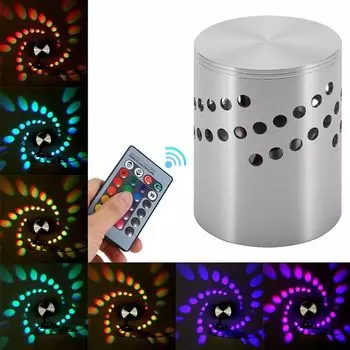 [T] Светодиодный настенный светильник для внутреннего освещения RGB с регулируемой яркостью, настенный светильник мощностью 3 Вт, 16 цветов света, 4 режима, алюминий, декоративный светильник с дистанционным управлением, потолочный светильник для...