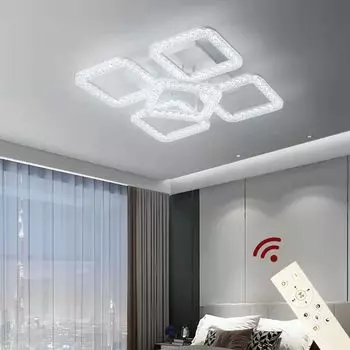 [T] Светодиодный потолочный светильник DF-4+1 Потолочный светильник диаметром 54 см с дистанционным управлением, регулировка цвета/яркости, регулировка яркости A+ Светодиодный светильник для гостиной, потолочный светильник Светодиодный потолочны...