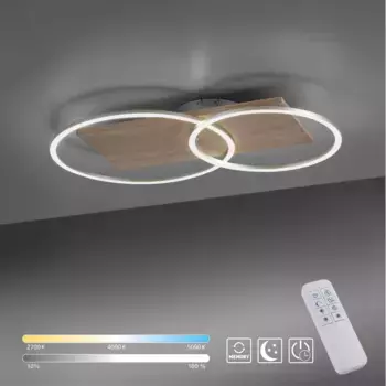 [T] Светодиодный потолочный светильник для дома «Pommerby», 2 лампочки, источник света, светодиодный модуль | Прочно встроенный светодиод, с регулировкой цветовой температуры, включая инфракрасный пульт дистанционного управления, с регулировкой...