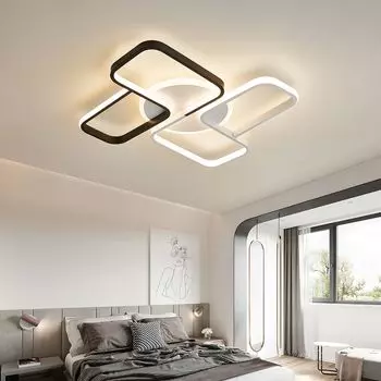 [T] Светодиодный потолочный светильник, потолочный светильник SX8760WB, окрашенный в белый и черный цвет металлический каркас, с пультом дистанционного управления, регулируемый цвет/яркость, регулируемая яркость, светодиодный потолочный светильн...