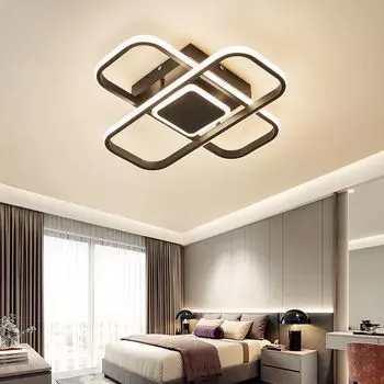 [T] Светодиодный потолочный светильник, потолочный светильник SX8771B, окрашенный в черный цвет металлический каркас, с пультом дистанционного управления, регулируемый цвет/яркость, регулируемая яркость, светодиодный потолочный светильник для сп...