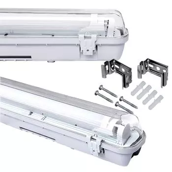 [T] Светодиодный светильник Fiqops для влажной комнаты, потолочные светильники, лампа для влажной комнаты, водонепроницаемый светильник для влажной комнаты IP65, потолочный светильник для ванны, дневной свет в подвале, 24 Вт, 150 см, одна трубка...