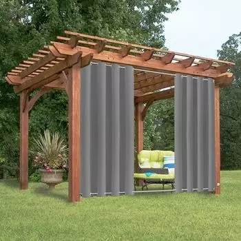 [T] Topchances Пакет из 2 уличных штор, устойчивых к атмосферным воздействиям, с люверсами сверху и снизу, Ш254 x В213 см, солнцезащитные затемняющие уличные шторы для патио, сада, веранды, перголы, кабинки для переодевания, причала к беседке, с...