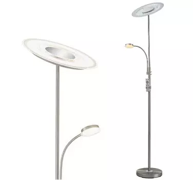 [T] TRANGO 1528 Круглый светодиодный торшер с плавной регулировкой яркости и цветовой температурой от 3000K до 6500K, регулируемой с помощью пульта дистанционного управления - 36 Вт, 3640 люмен *M&S* Торшер высотой 180 см, лампа для гостиной, по...