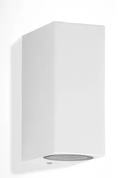 [T] TRANGO 8011-SW IP44 Светодиодный алюминиевый настенный светильник вверх и вниз круглого белого матового цвета с 2 цоколями GU10, каждый из которых подходит для светодиодных лампочек для внутреннего и наружного освещения, настенного наружного...