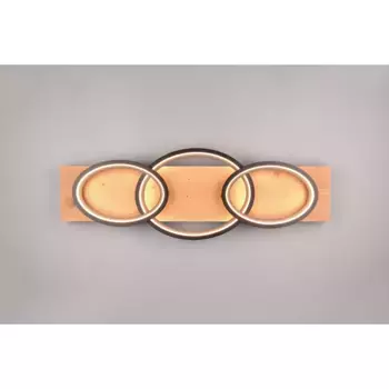 [T] TRIO Leuchten Светодиодный потолочный светильник «BARCA, потолочный светильник из дерева и металла с регулируемой яркостью и непрямым светом», 1 лампочка, источник света Светодиодная панель | Прочно встроенный светодиод, теплый белый свет, 4...