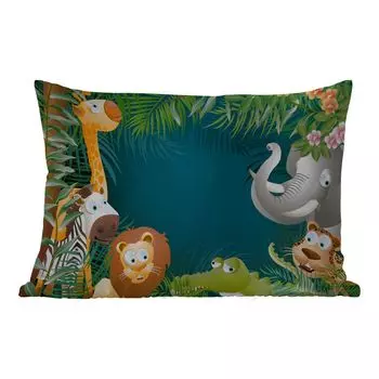 [T] Уличная подушка MuchoWow - Цвета - Животные джунглей - Листья - Девочки - Мальчики - Дети - 60x40 см - Устойчивы к атмосферным воздействиям - Подушки для отдыха - Чехлы для подушек - Декоративные чехлы для подушек - Декоративные чехлы для по...