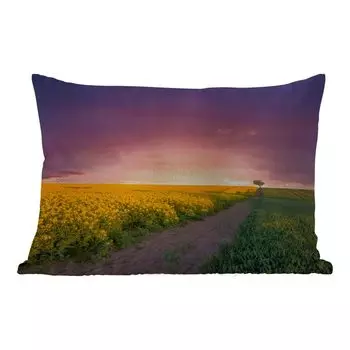 [T] Уличная подушка MuchoWow - Цветы - Улица - Небо - Желтый - Фиолетовый - Закат - Природа - 60x40 см - Устойчивость к атмосферным воздействиям - Подушки для отдыха - Чехлы для подушек - Декоративные чехлы для подушек - Декоративные чехлы для п...