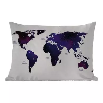 [T] Уличная подушка MuchoWow - Карта мира - Фиолетовый - Звездное небо - Дети - Мальчики - Девочки - 60x40 см - Устойчивость к атмосферным воздействиям - Подушка для отдыха - Чехлы для подушек - Декоративные чехлы для подушек - Декоративные чехл...