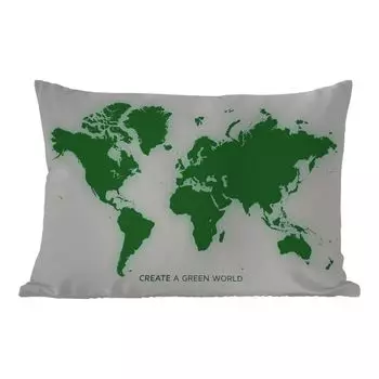 [T] Уличная подушка MuchoWow - Карта мира - Мотивация - Цитата - Зеленый - Дети - Мальчики - Девочки - 60x40 см - Устойчивость к атмосферным воздействиям - Подушка для отдыха - Чехлы для подушек - Декоративные чехлы для подушек - Декоративные че...