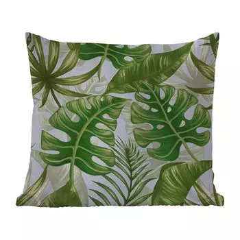 [T] Уличная подушка MuchoWow - Монстера - Иллюстрация - Белый - Девочки - Дети - Мальчики - 60x60 см - Устойчивость к атмосферным воздействиям - Подушки для отдыха - Чехлы для подушек - Декоративные чехлы для подушек - Декоративные чехлы для под...