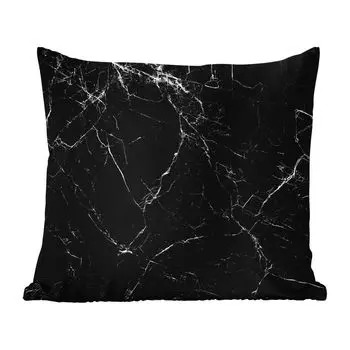 [T] Уличная подушка MuchoWow - Мрамор - Камень - Линия - Имитация мрамора - Черный - Роскошь - 60x60 см - Устойчивость к атмосферным воздействиям - Подушки для отдыха - Чехлы для подушек - Декоративные чехлы для подушек - Декоративные чехлы для...