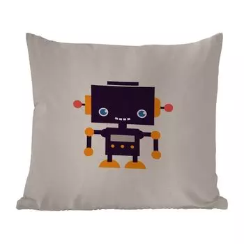 [T] Уличная подушка MuchoWow - Робот - Антенна - Оранжевый - Бежевый - Для детей - Дети - 60x60 см - Устойчивость к атмосферным воздействиям - Подушка для отдыха - Чехлы для подушек - Декоративные чехлы для подушек - Декоративные чехлы для подуш...