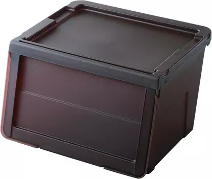 [T] Ящик для хранения Tenma с откидной крышкой для легкого доступа и удаления предметов хранения Kabako M Чемодан для хранения готовой продукции Чехол для одежды с откидной дверцей Подходит для любой комнаты Прозрачный коричневый цвет Пластик [Т...