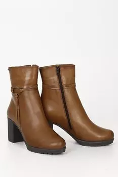 TABA-BROWN Женские повседневные ботинки на молнии из натуральной кожи с круглым носком и резиновой подошвой, на каблуке GN495 GNDER(R)