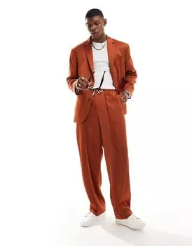 Табачные широкие костюмные брюки ASOS DESIGN