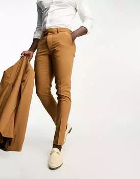 Табачные узкие брюки ASOS DESIGN