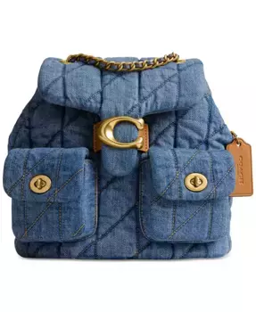 Табби маленький стеганый рюкзак из денима COACH, синий