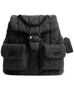 Табби маленький стеганый рюкзак из денима COACH, черный