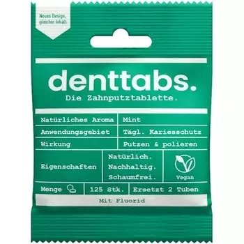 Таблетки для чистки зубов с фторидом 125 таблеток, Denttabs