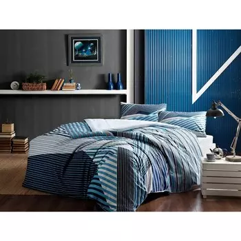 Tac Atlantis Двуспальная простыня, эластичный (встроенный) Комплект постельного белья, синий