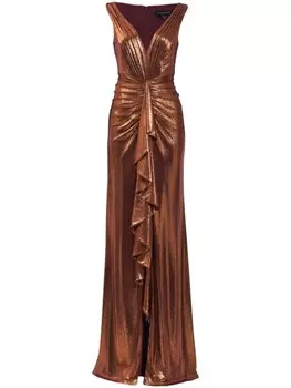 Tadashi Shoji металлический эффект собранный гоу, коричневый