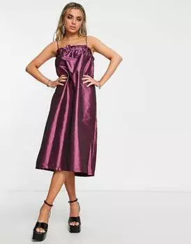 Тафта с эффектом металлик на комбинезоне премиум-класса Topshop розового цвета