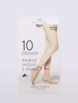 Тайтсы John Lewis 10 Denier Ankle-High 3 шт, цвет almond