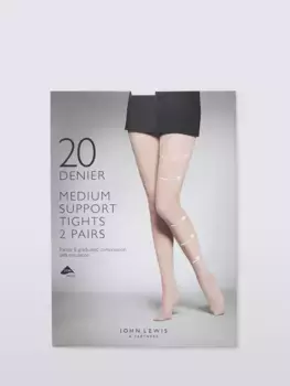 Тайтсы John Lewis 20 Denier Medium Support 2 шт, цвет nearly/black