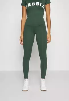 Тайтсы женские Nebbia с логотипом бренда, темно-зеленый