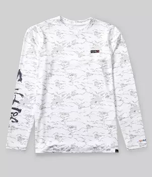 Тактическая футболка с длинными рукавами и камуфляжным принтом Salt Life для больших мальчиков 8–20 лет, белый