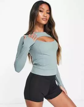 Тала-зеленый топ с вырезами и длинными рукавами TALA Skinluxe эксклюзивно для ASOS